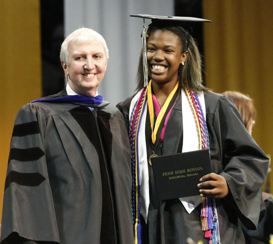 Dr. Thacker with 2024 Penn High School graduate